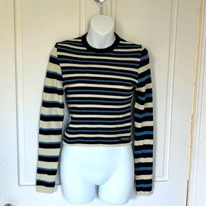 Urban Outfitters size M pullover sweater top black white and blue stripe